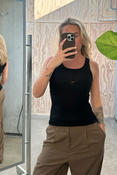 Heart Tank Cotton Rib - Black - Baserange-5