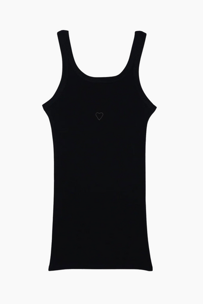 Heart Tank Cotton Rib - Black - Baserange