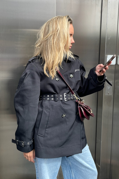 Heavy Twill Midi Trench Coat W0893 - Black - GANNI