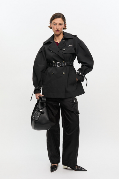Heavy Twill Midi Trench Coat W0893 - Black - GANNI