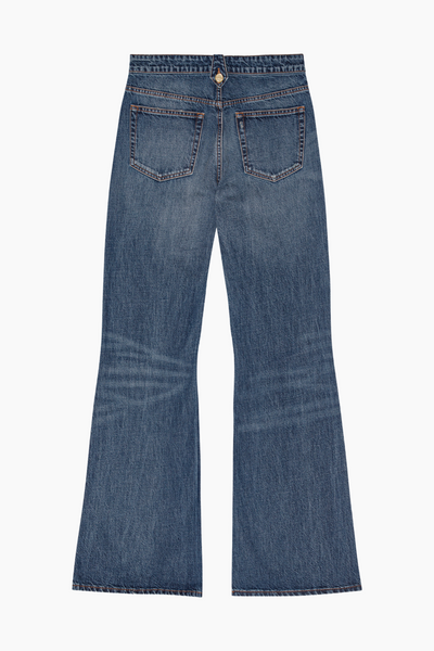 Heavy Washed Denim Flared Skirt Jeans J1562 - Mid Blue Vintage - GANNI