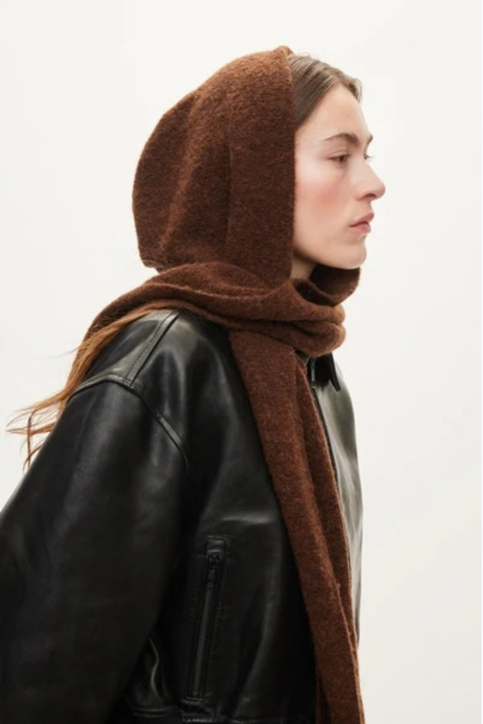 Hood Scarf - Brown - Oval Square