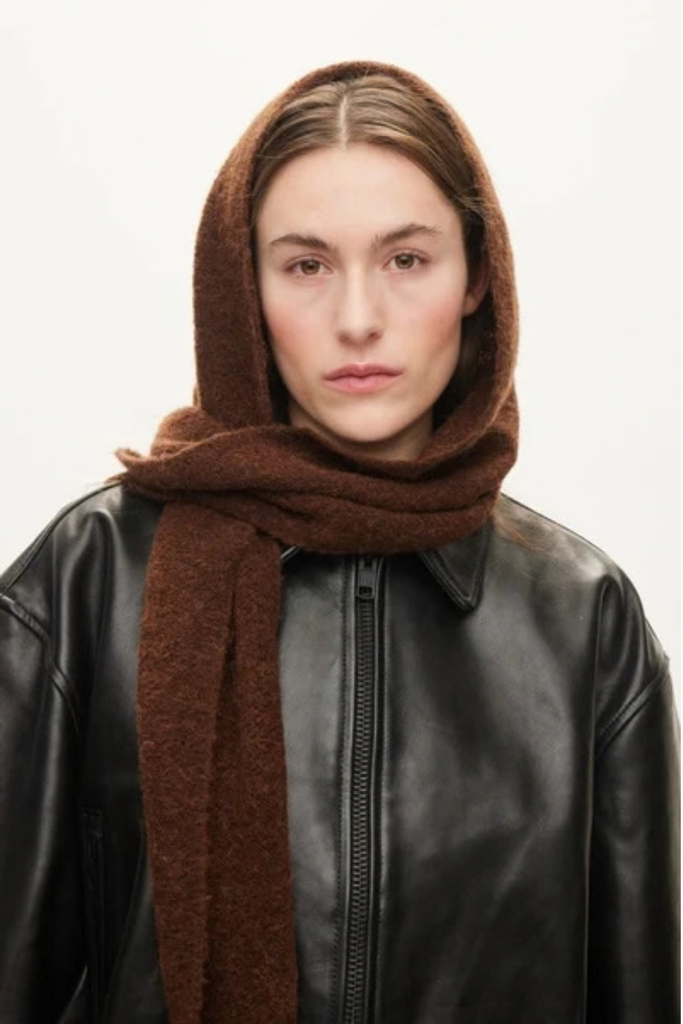 Hood Scarf - Brown - Oval Square