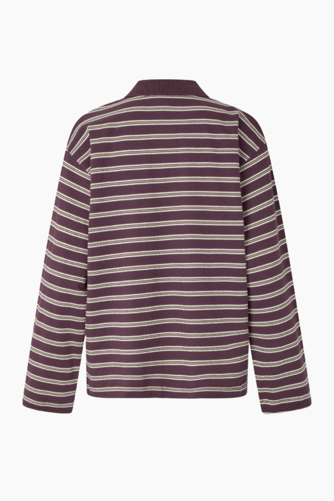 Jeanne Top - Plum Polo Stripe - Baum und Pferdgarten