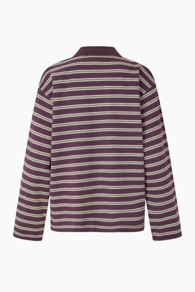 Jeanne Top - Plum Polo Stripe - Baum und Pferdgarten