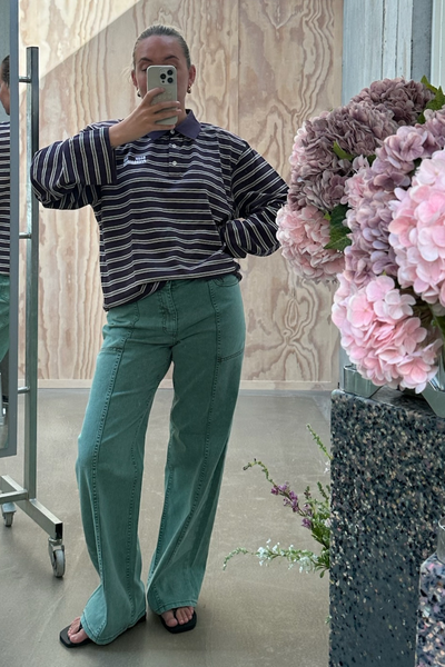 Jeanne Top - Plum Polo Stripe - Baum und Pferdgarten