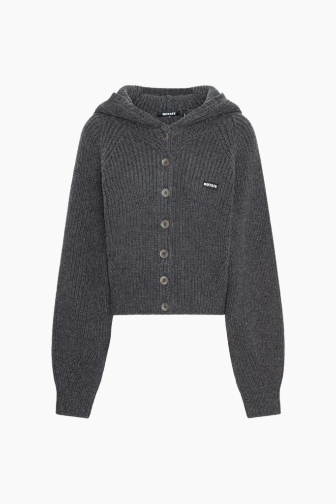 Knit Boxy Hoodie - Gray Pinstripe - ROTATE