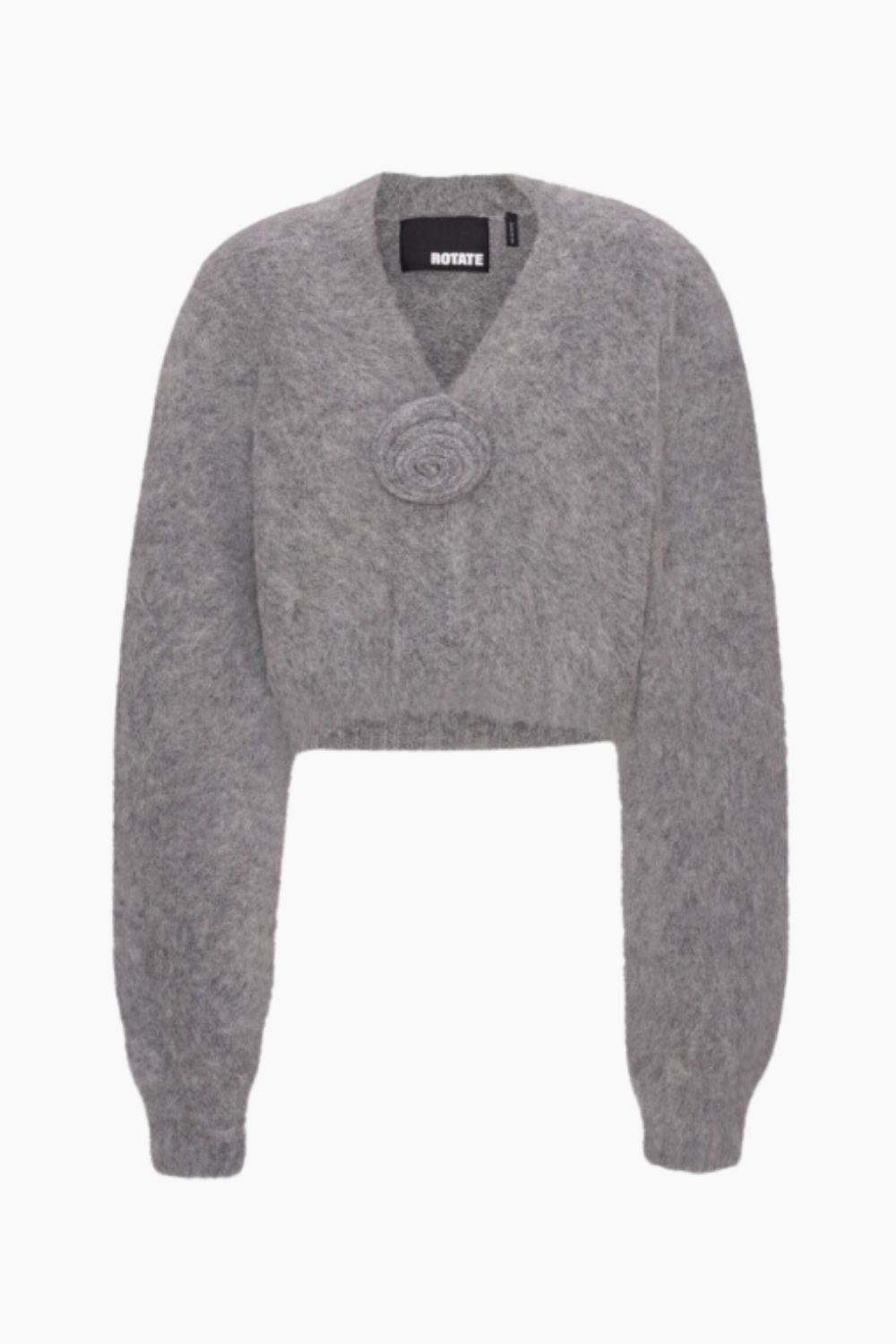 Knit Cropped Cardigan - Grey Melange - ROTATE