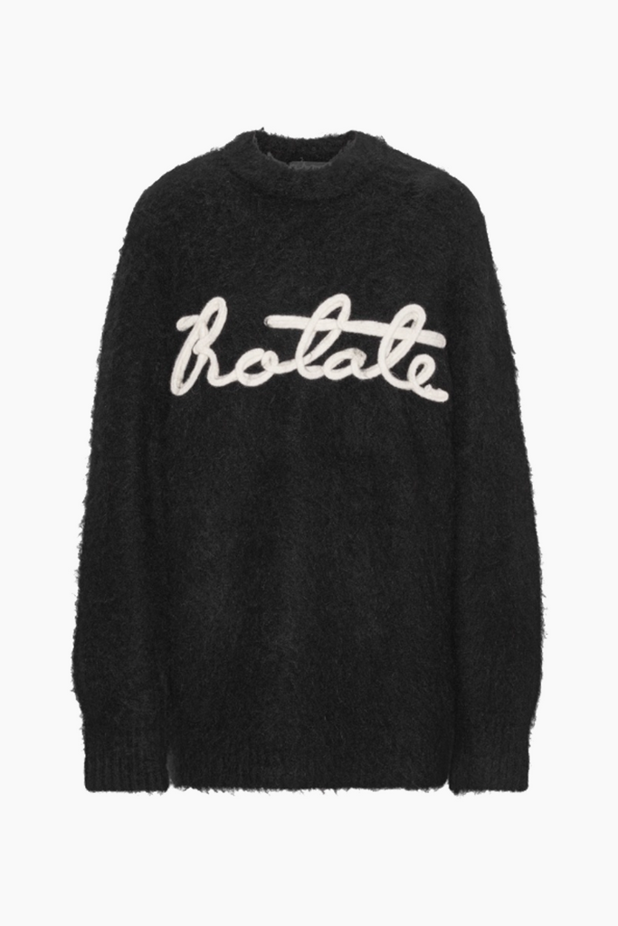 Knit Oversize Logo Jumper - Black - ROTATE