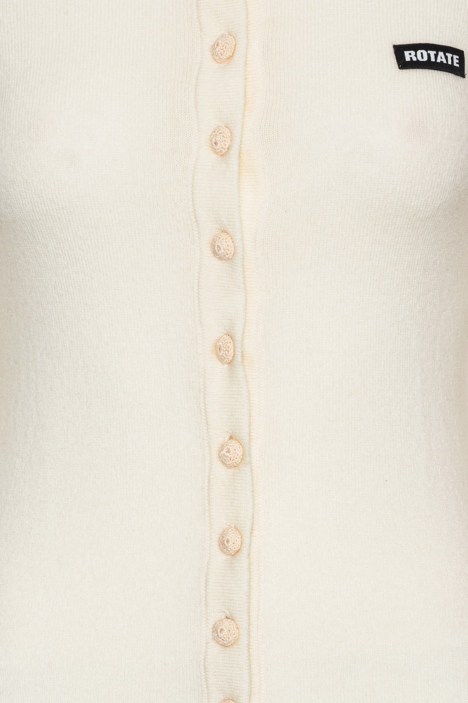 Knitted Polo Top - Egret - ROTATE