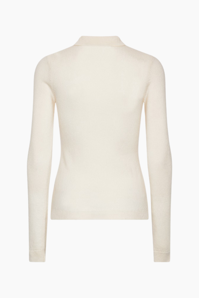 Knitted Polo Top - Egret - ROTATE