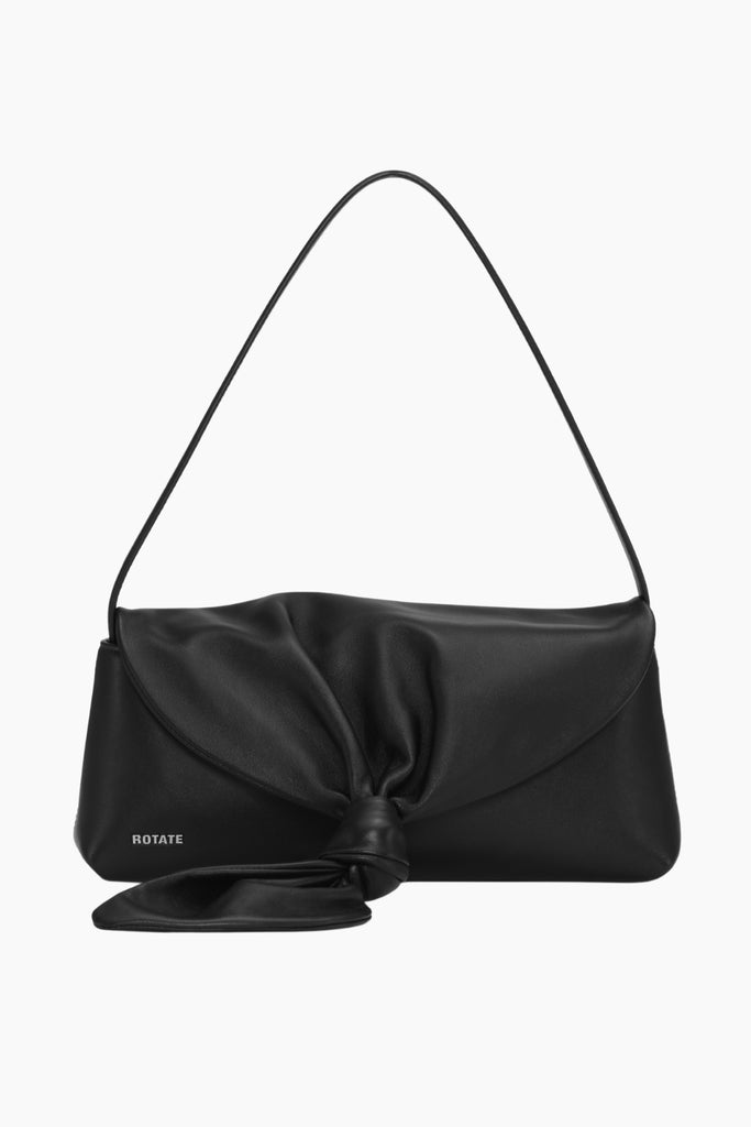 Leather Knot Scarf Bag - Black - Rotate