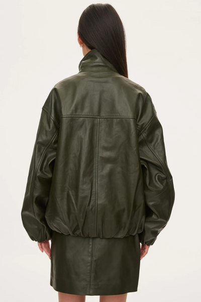 Lenny Leather Jacket - Dark Army - Oval Square-2