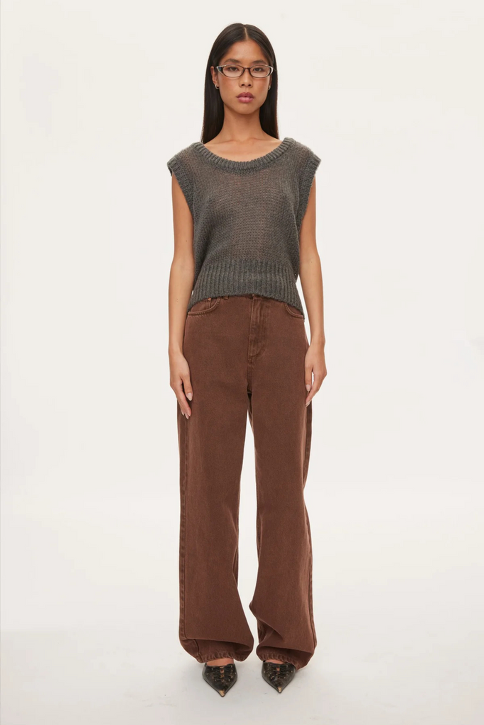Light Knit Vest - Dark Grey Melange - Oval Square