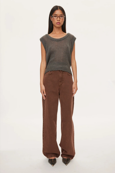 Light Knit Vest - Dark Grey Melange - Oval Square