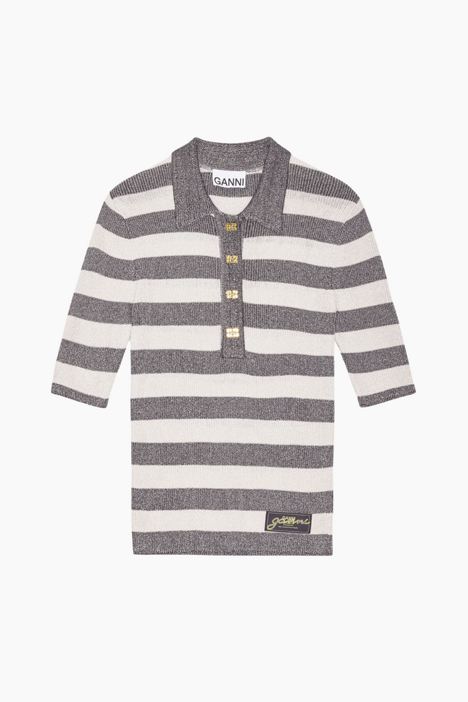 Light Sparkle Rib Polo K2482 - Egret - GANNI