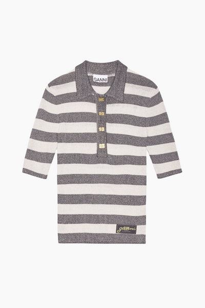 Light Sparkle Rib Polo K2482 - Egret - GANNI