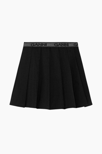 Light Twill Pleated Mini Skirt F9710 - Black - GANNI