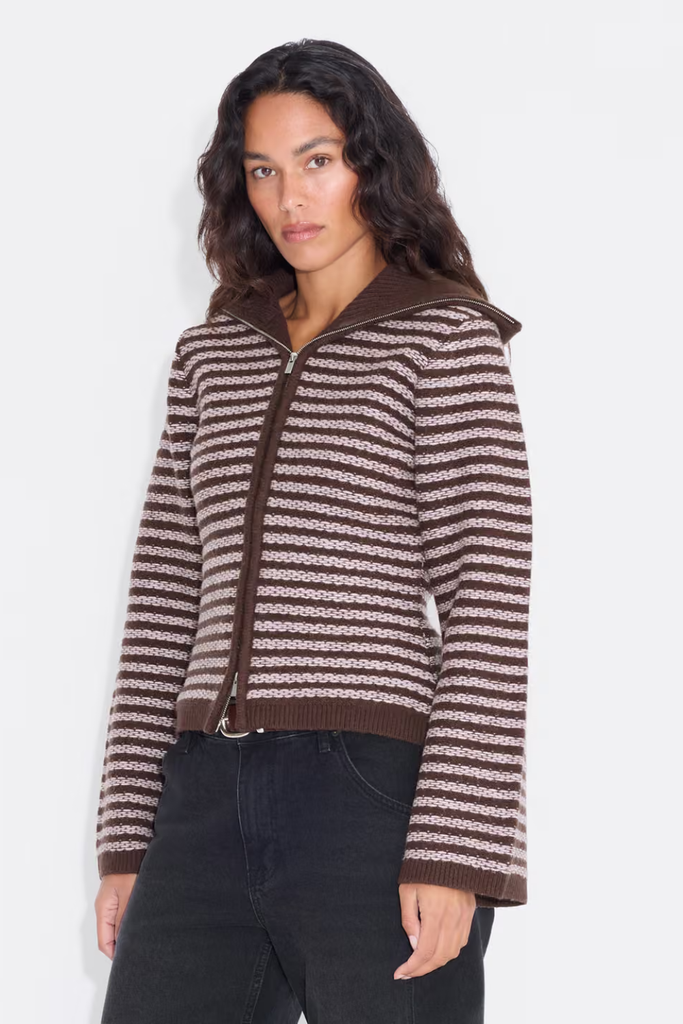 Lilla Stripe Cardigan - Brown Mix - Holzweiler