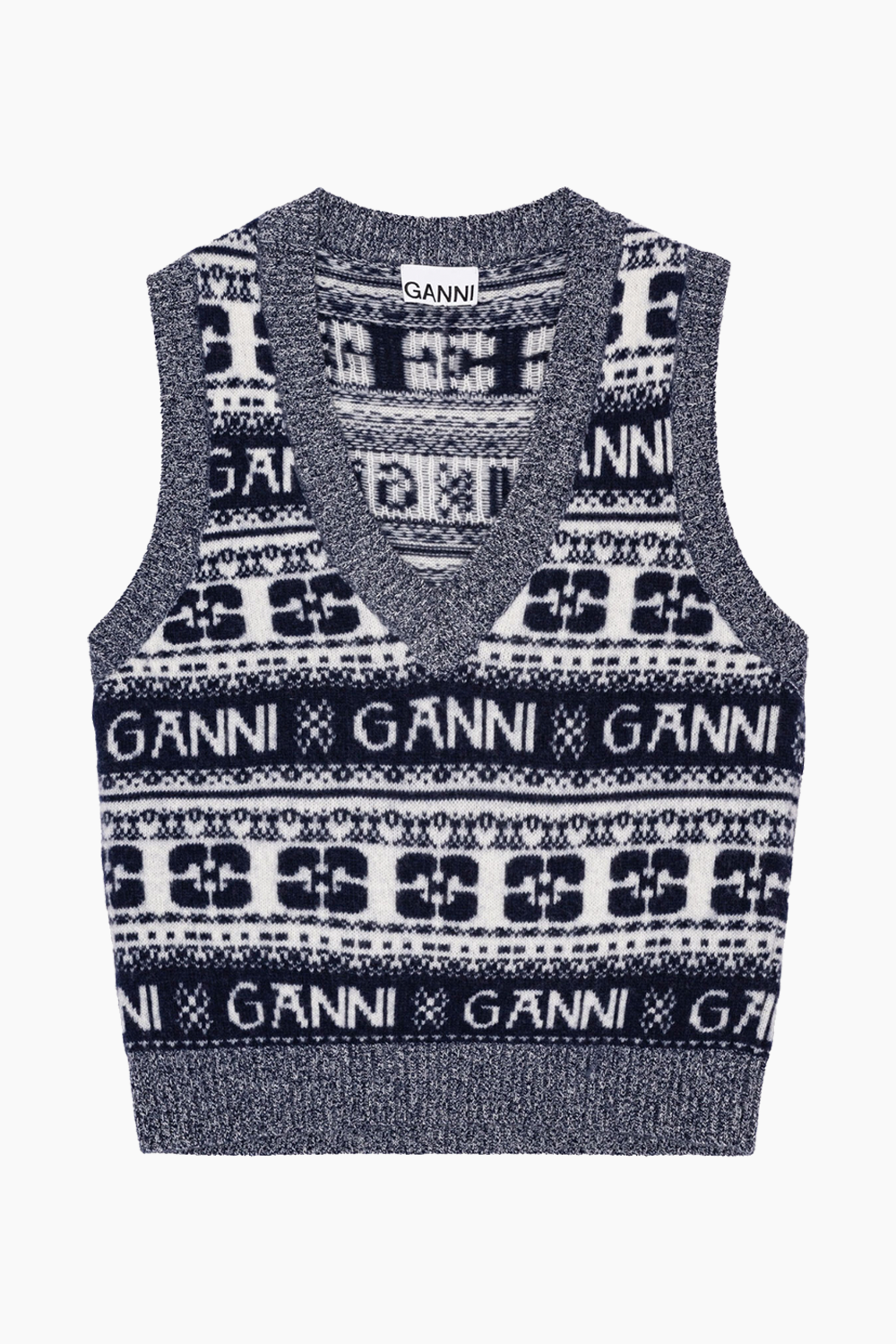 Logo Wool Mix Vest K2092 - Sky Captain - GANNI