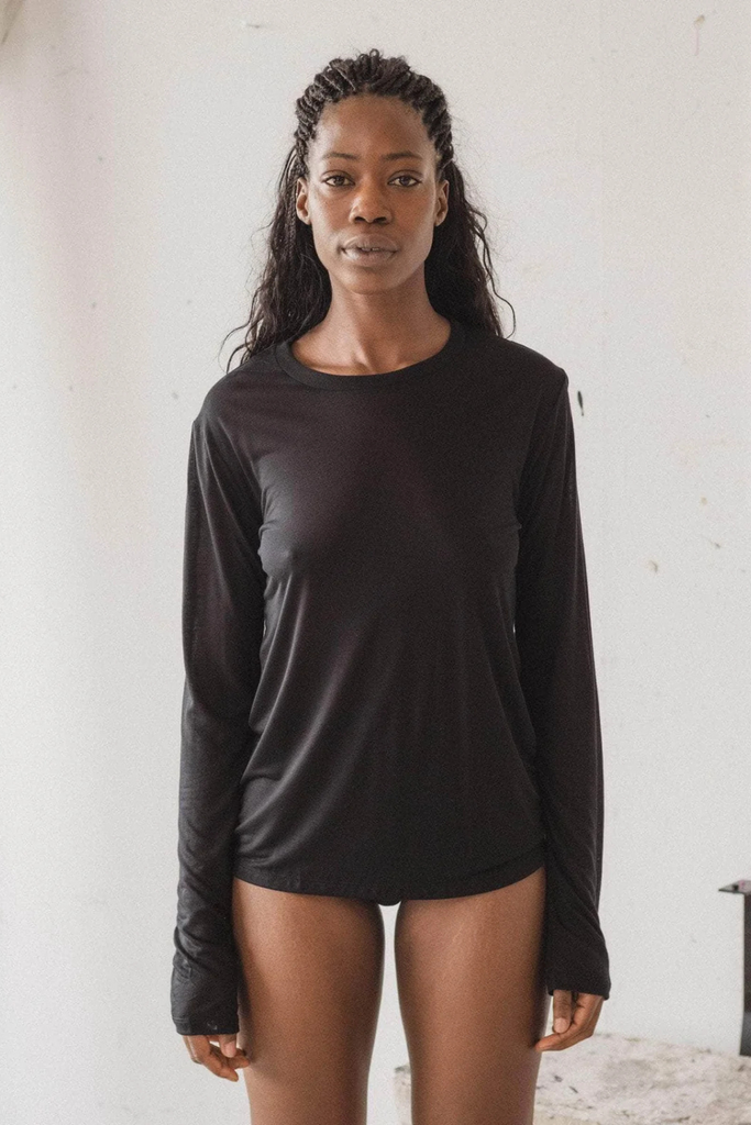 Long Sleeve Tee Bamboo Lyocell - Black - Baserange