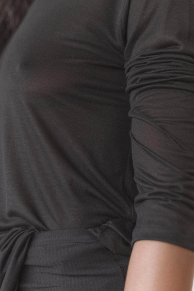 Long Sleeve Tee Bamboo Lyocell - Black - Baserange-4