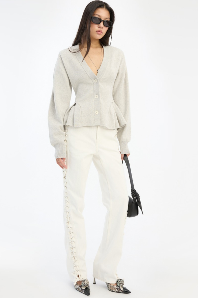 Loose Fit Laced Jeans - Raw White Denim - Rotate