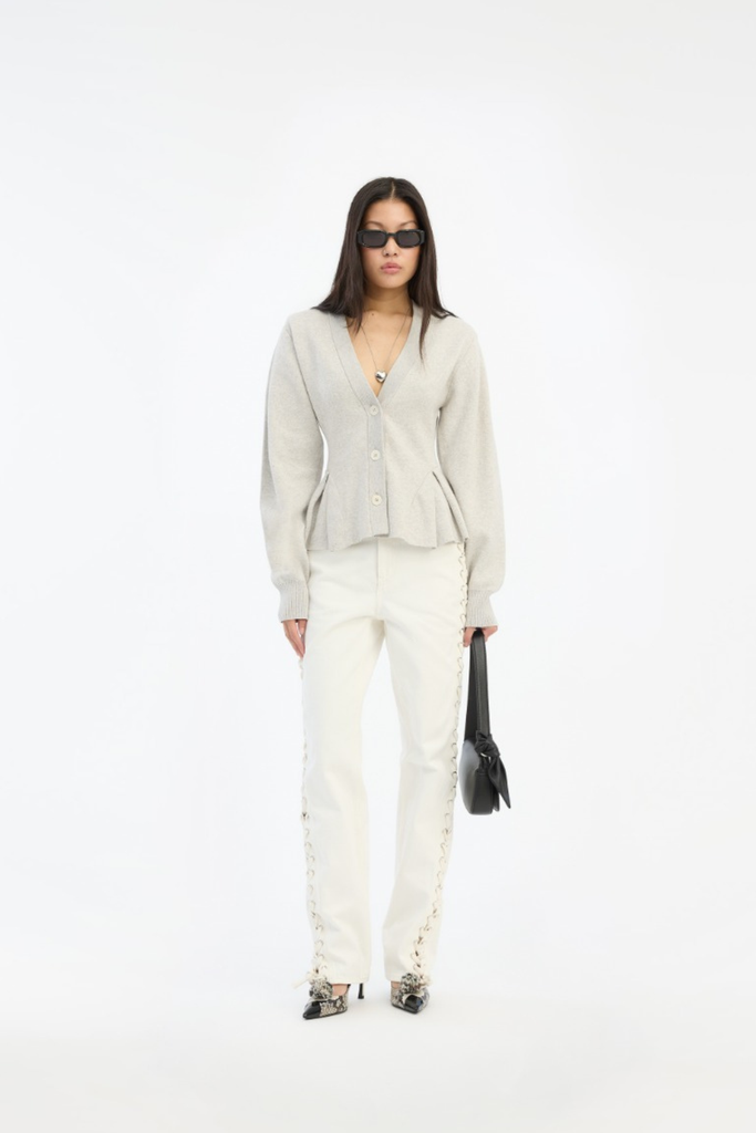 Loose Fit Laced Jeans - Raw White Denim - Rotate