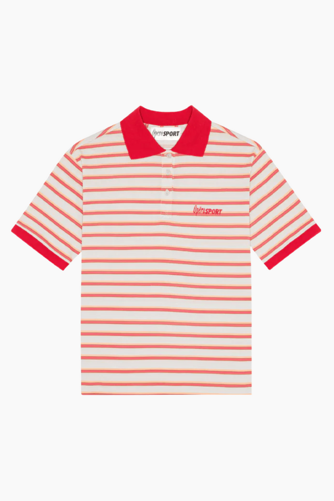 Luna Unisex Polo T-shirt - Red Orange Stripe - OpéraSPORT