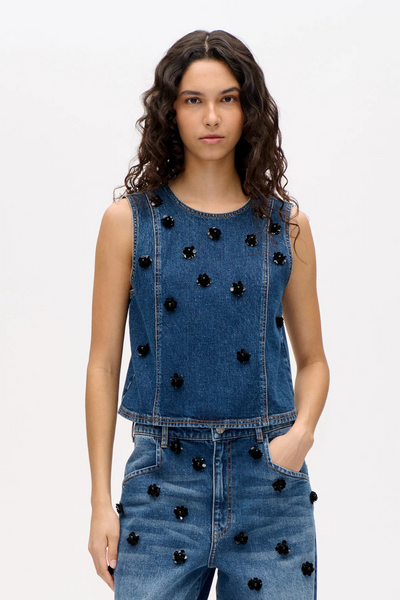 Madine Blouse - Denim Sequince Flower - Baum und Pferdgarten
