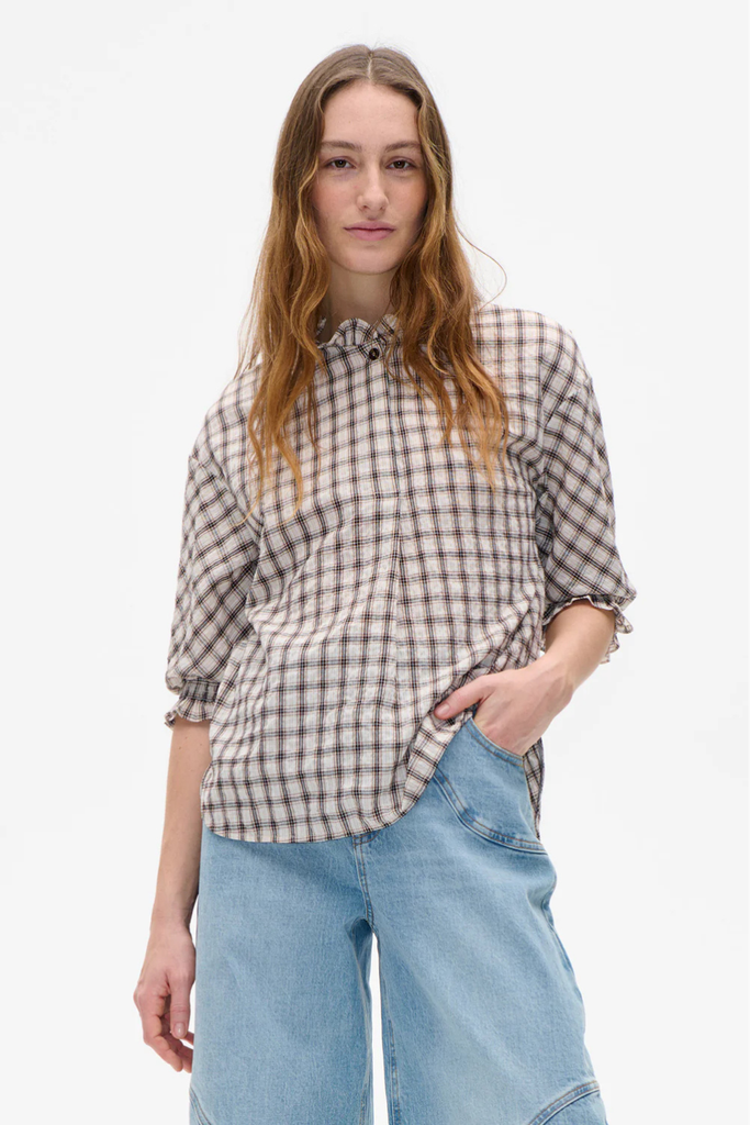 Margit Blouse - Creme Mini Check - Baum und Pferdgarten