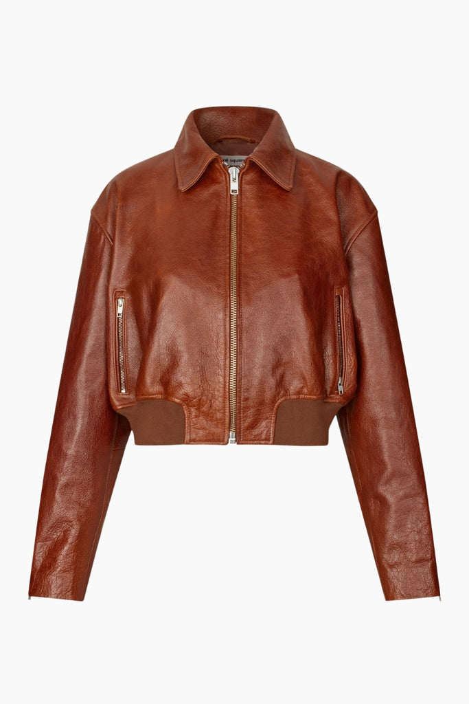 Marilyn Leather Bomber - Rust Red - Oval Square