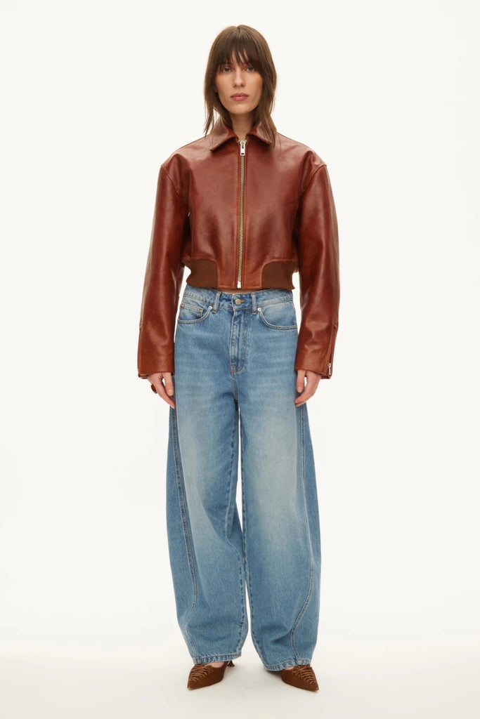 Marilyn Leather Bomber - Rust Red - Oval Square
