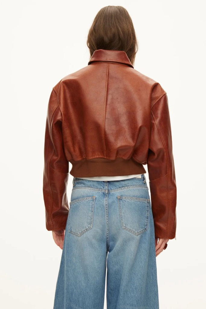 Marilyn Leather Bomber - Rust Red - Oval Square