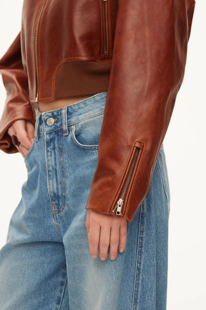 Marilyn Leather Bomber - Rust Red - Oval Square