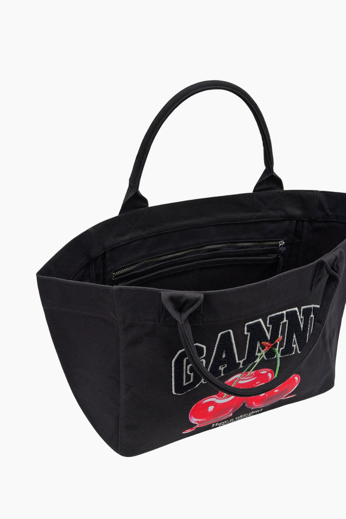 Medium Trapez Shopper Cherry Printed - Phantom - GANNI