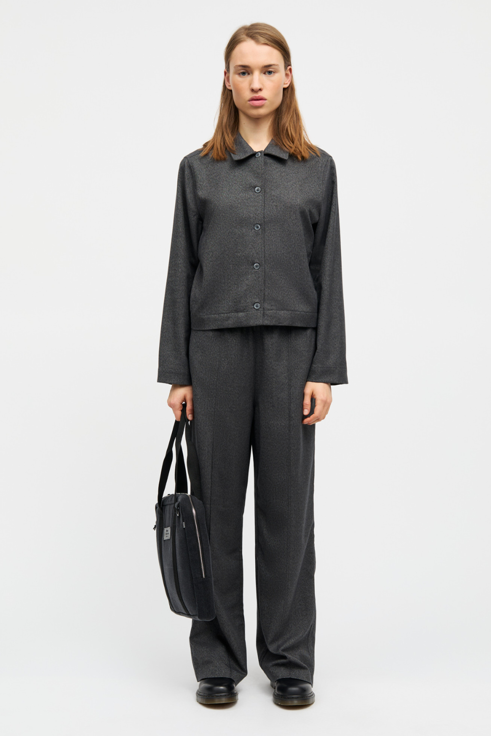 Melange Harly Pants - Dark Grey Melange - Mads Nørgaard