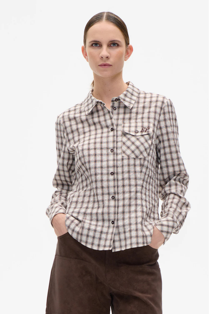 Mena Shirt - Creme Mini Check - Baum und Pferdgarten
