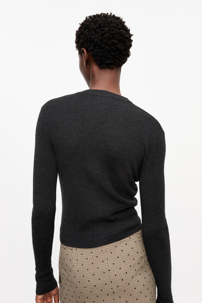 Mini Ribbed Merino Cardigan K2474 - Phantom - GANNI