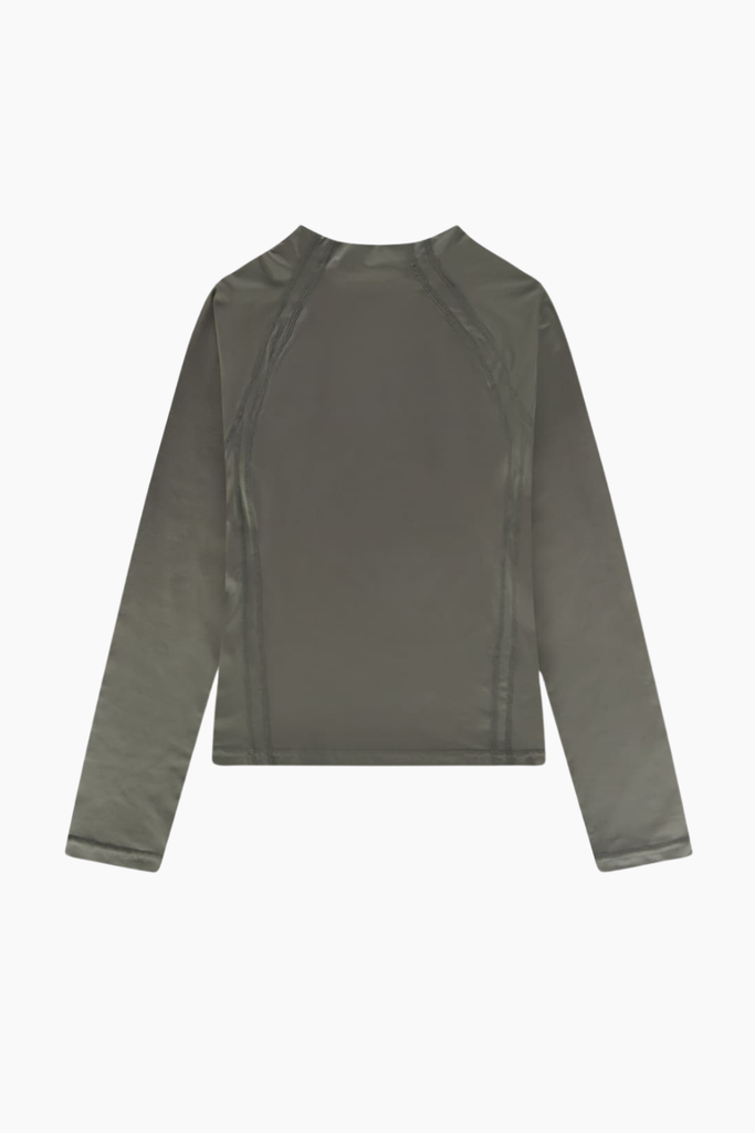 Mock Neck Stretch Longsleeve - Stone Sage Beluga - bareen