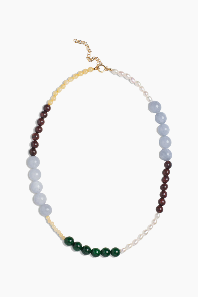 Necklace Marli - L. Yellow, Pearl, L. Blue, Brown and D. Green - ENAMEL
