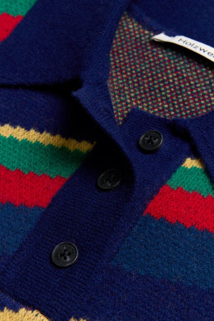 Nova Jacquard Polo Sweater - Red Mix - Holzweiler