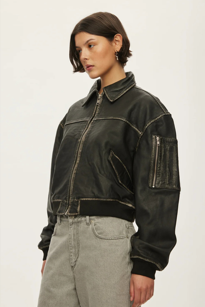 OSRocker Leather Bomber - Dark Oak - Oval Square