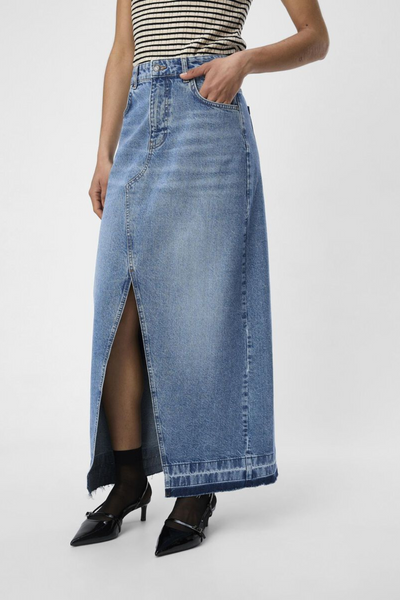 Objharper HW Denim Skirt - Medium Blue Denim - Object