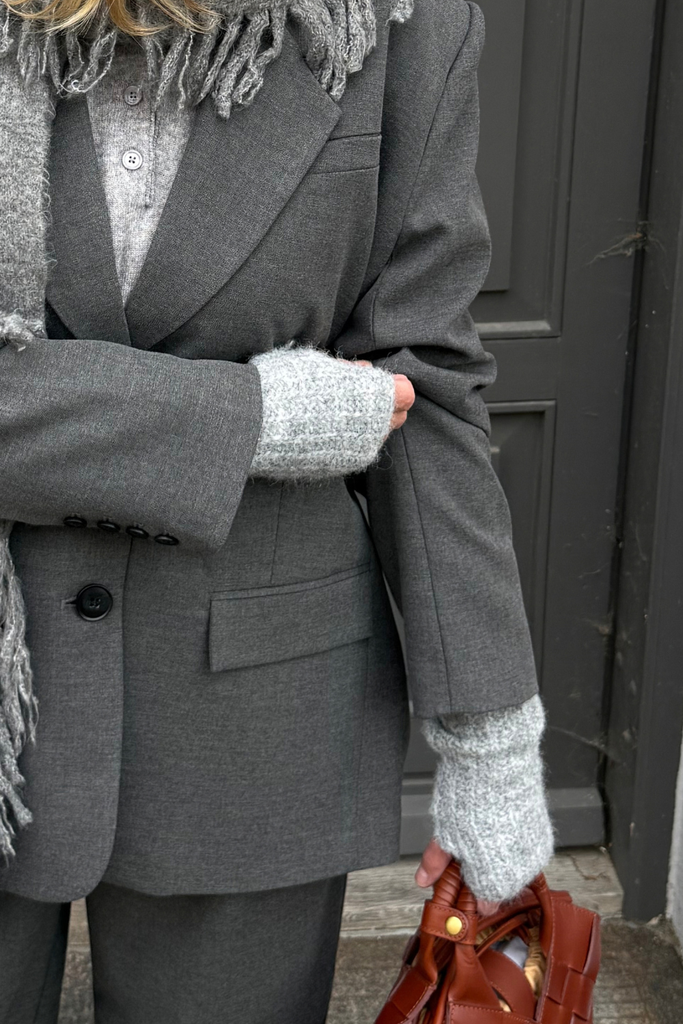 Objmilu Fingerless Gloves Knit 135 - Light Grey Melange - Object