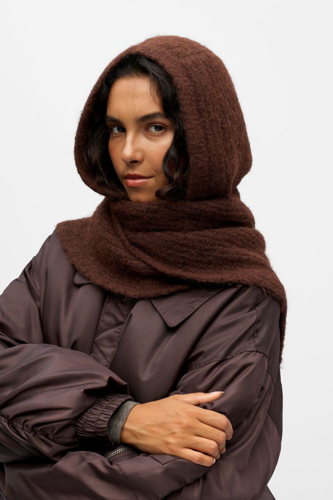 Objmilu Scarf Knit Balaclava Rep - Seal Brown - Object