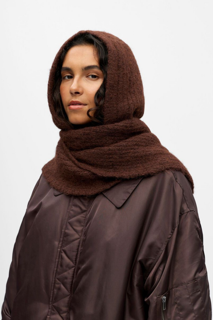 Objmilu Scarf Knit Balaclava Rep - Seal Brown - Object