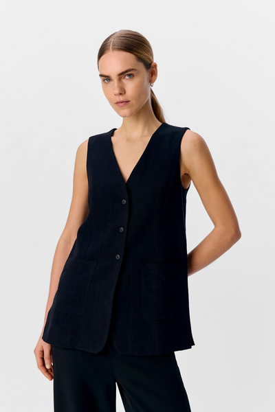 Objsanne Re Long Vest Div - Black - Object-1