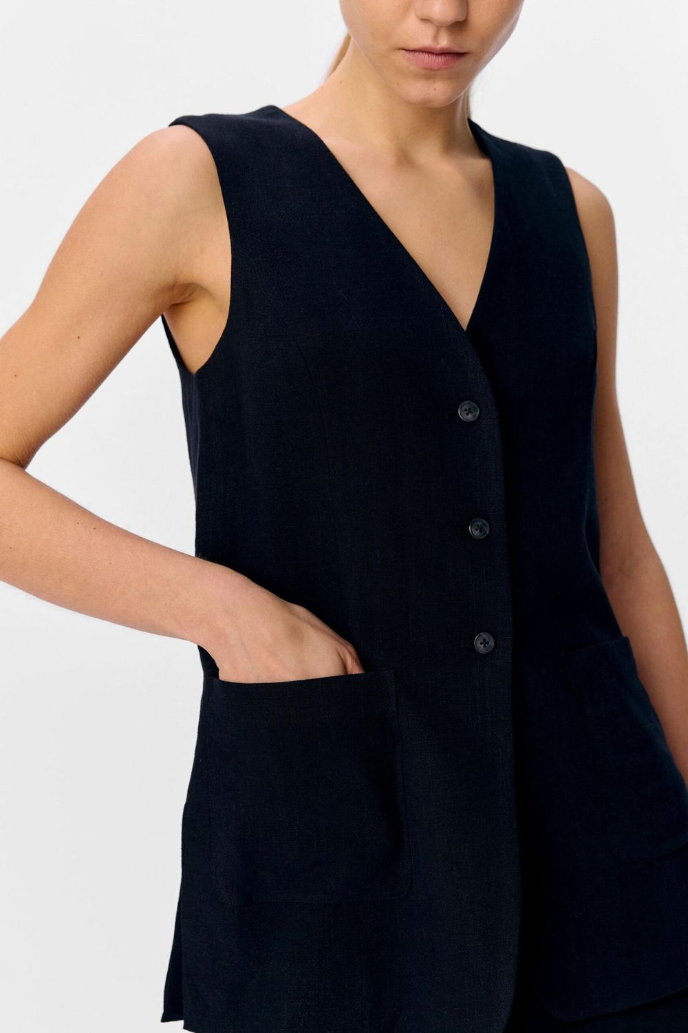 Objsanne Re Long Vest Div - Black - Object-2