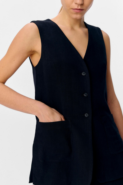 Objsanne Re Long Vest Div - Black - Object-2